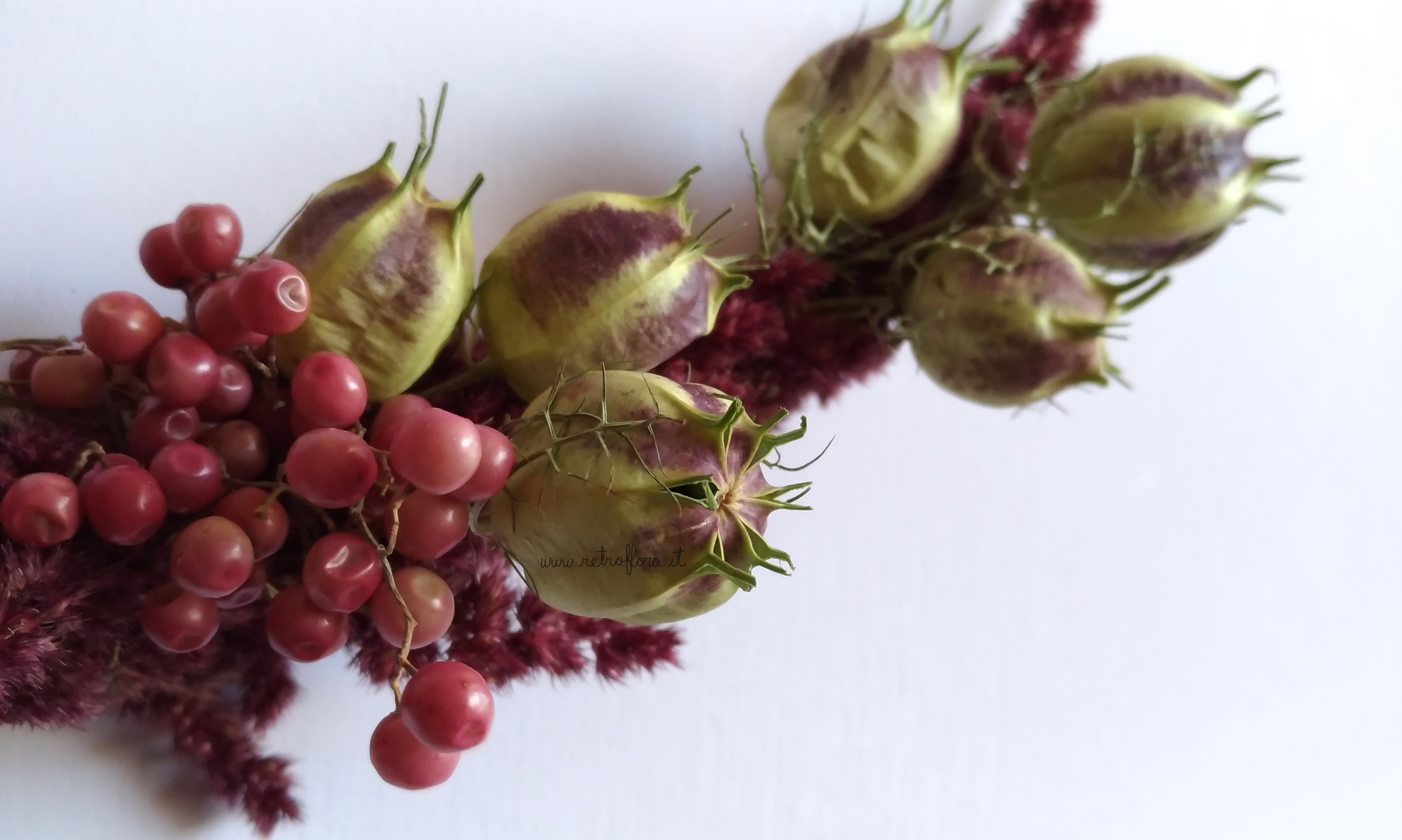 La Sfida dei Fiori Secchi, ghirlanda fiori secchi, ghirlanda retroflora, fiori secchi