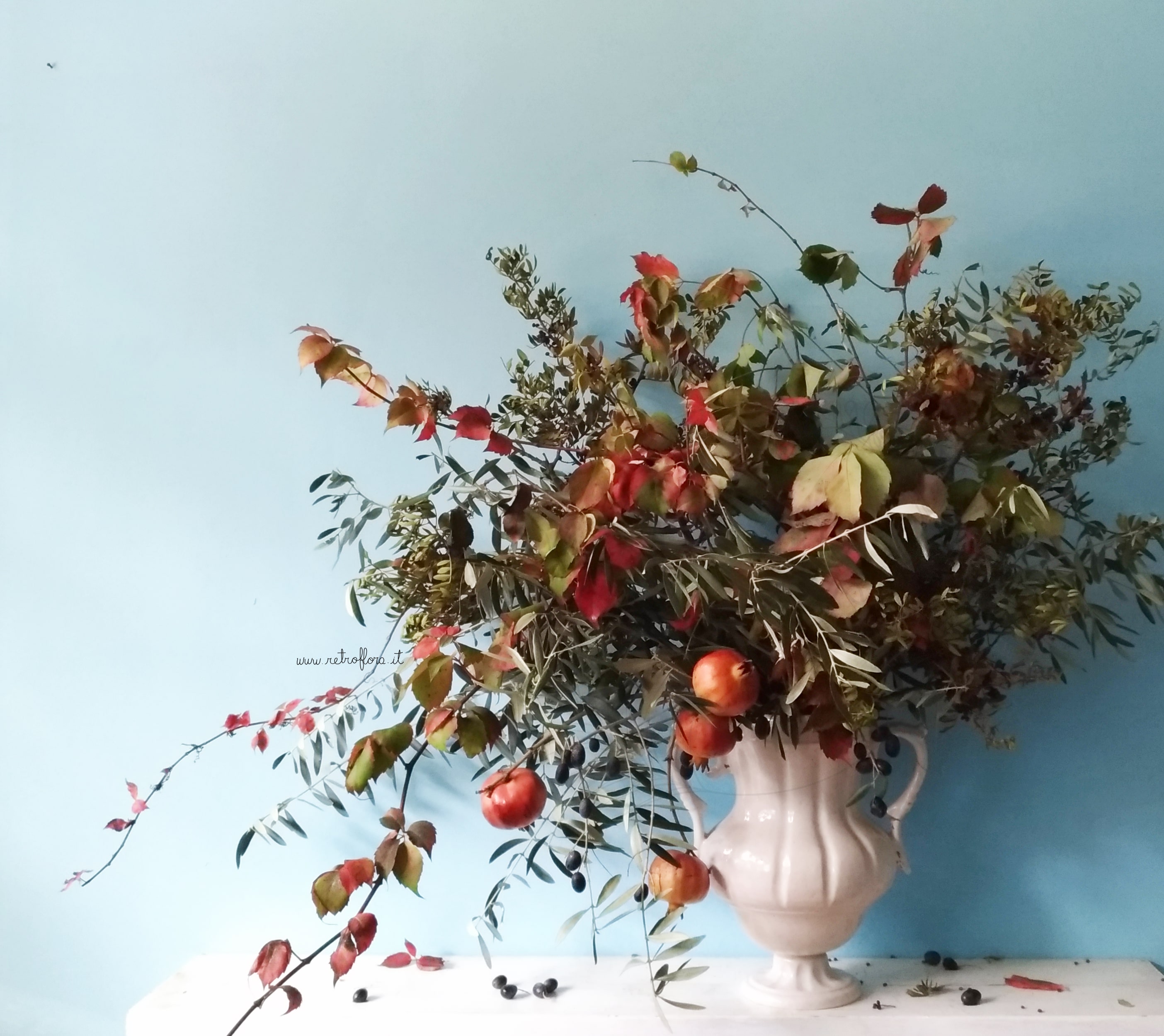 Vaso di Fiori, composizione autunnale, vaso fiori autunnale, Anfora Autunnale, autumnal urn